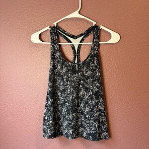 Lululemon Athletica Black and White Floral Tank Top Size 10